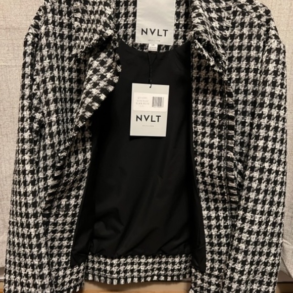 NVLT Tweed Trucker Jacket - Black Combo - Size L - Picture 6 of 7